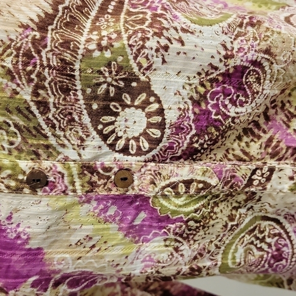 JM Collection Paisley Button-up Top Size 4p - Picture 3 of 13